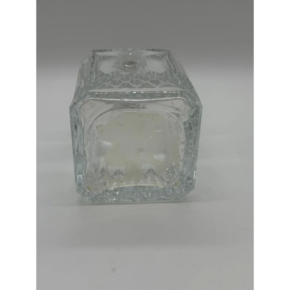 Vintage Crystal Glass Liquor Decanter with Faceted Ball Stopper Square 10 inch